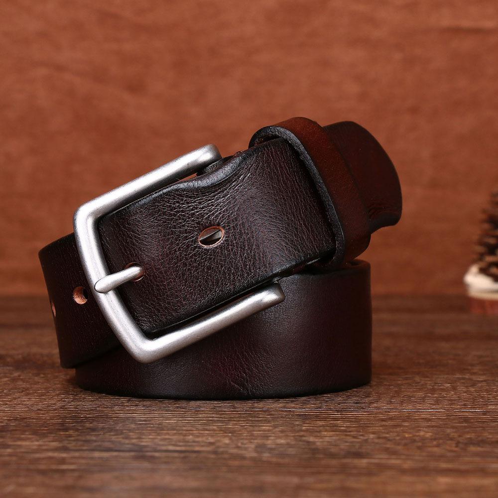 Belt Men's Real Cowhide Personalized Metal Retro Belt Pin Buckle First Layer Cowhide Casual Belt