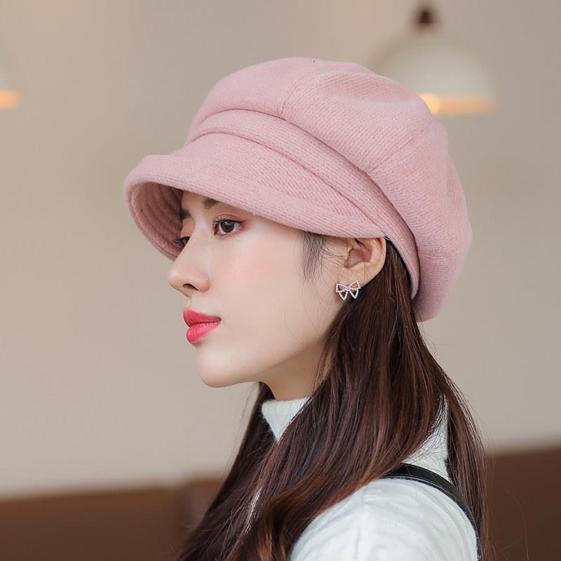 Octagonal Hat Women's Autumn and Winter Thick and Warm Beret Fashionable and Versatile Korean Version