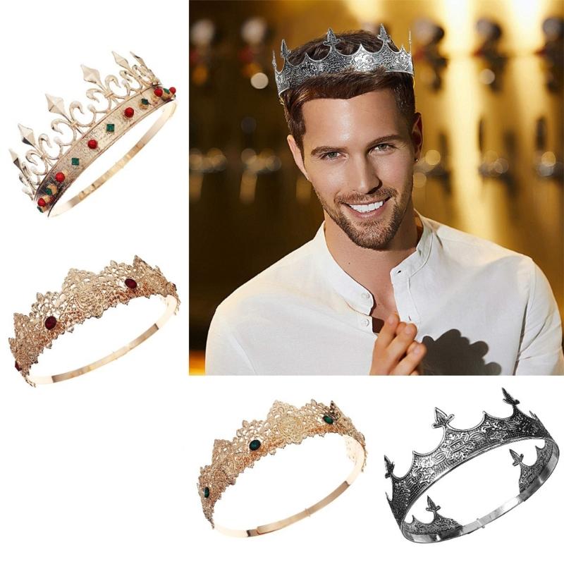 Corone Metalliche Accessori Evento Formale Cosplay Costume Diadema Principe Copricapo Matrimonio