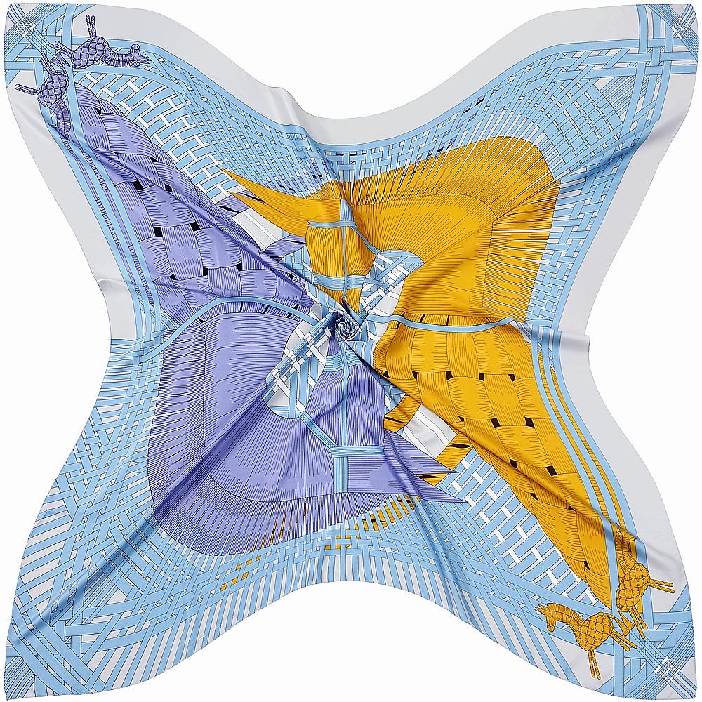 130Cm Luxury  100% Twill Silk Scarf Two Horses Weaving Square Scarf New Design Kerchief Woman Neck Shawl Wraps Echarpe