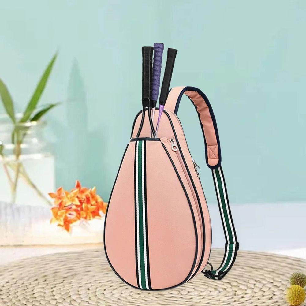 Zipper Closure Lightweight Sling Bag Large Capacity Badminton Racquet Bag  Men and Women