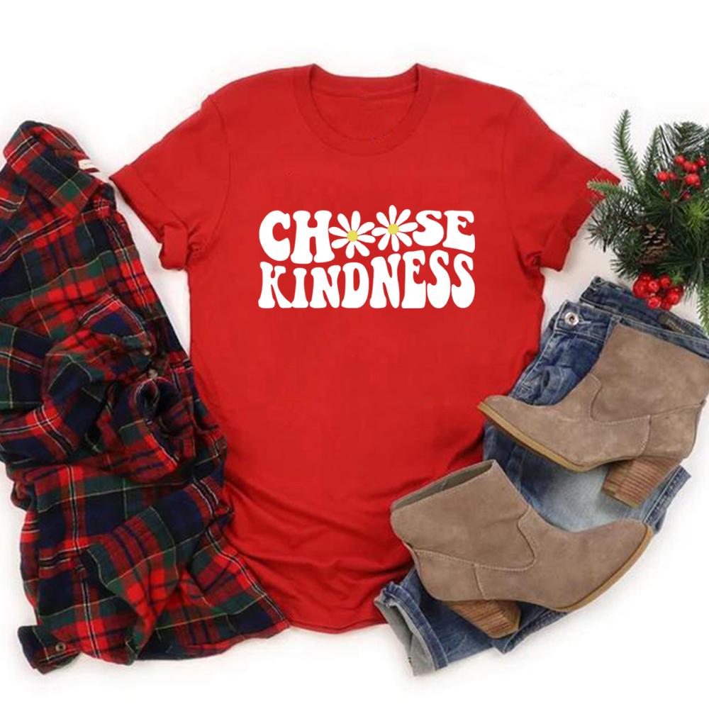 Teacher T-Shirt Choose Kindness Shirt Gift for Teacher Daisy Shirt Back To School Tee Women's Short Sleeve T-shirts Be Kind Tops