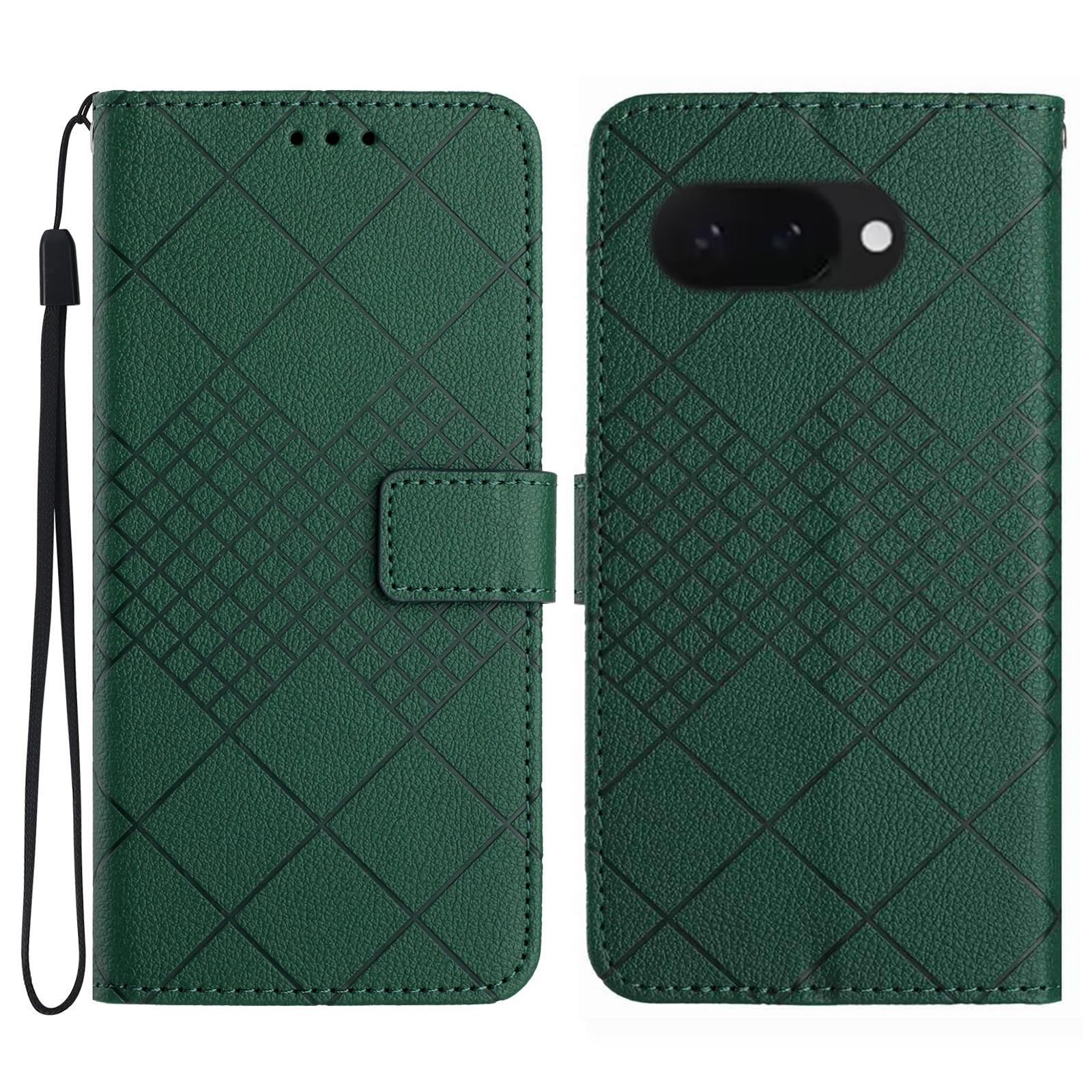 

HT06 For Google Pixel 9a Wallet Phone Case Imprint PU Leather Flip Folio Cover C