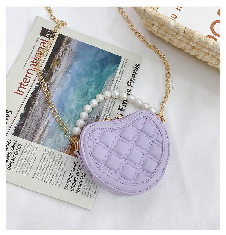 Cute Children's Heart-shaped Crossbody Bags Pearl Handle Girls Mini Shoulder Messenger Bag Princess Wallet Coin Purse Handbags