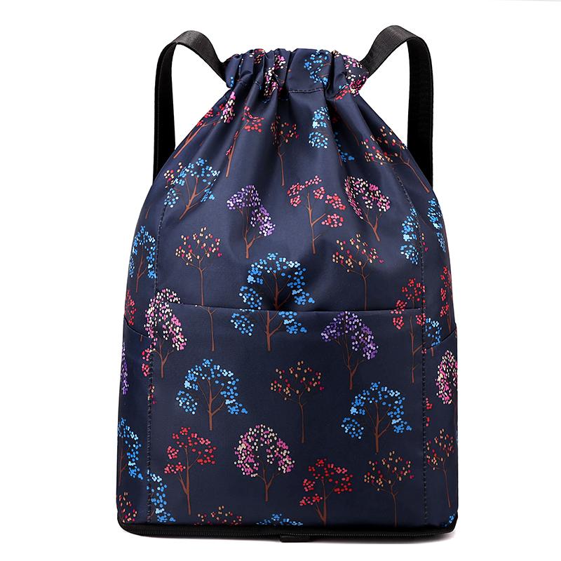 Fashion Women Drawstring Bag Backpack Fabric Girls Daypack Backpack Female Portable Folding Bag Shopping Backpack