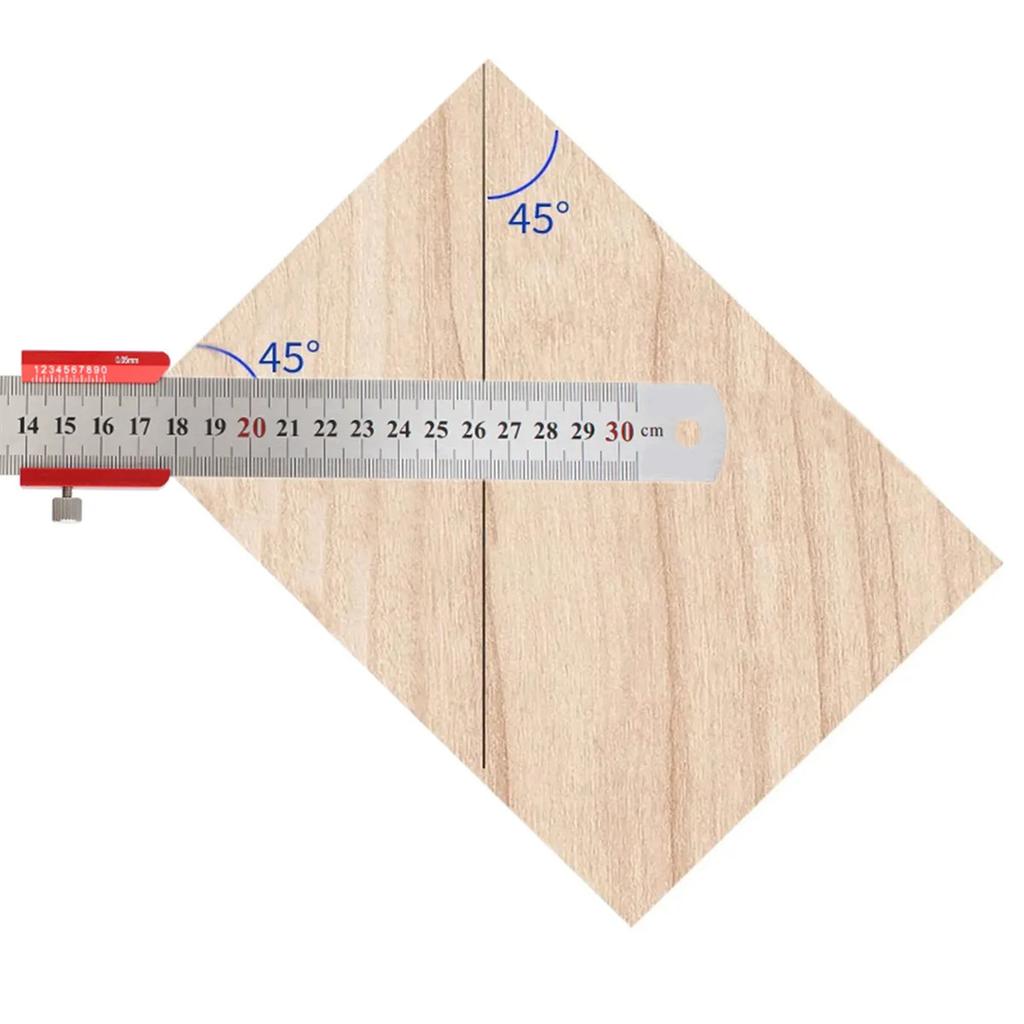 Woodworking Layout Tool 45 90 Degree Angle Ruler 300mm Metal Measuring Ruler with Limit Block Nut