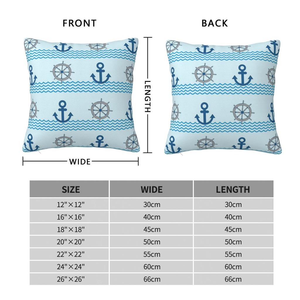 Sailboat Anchor Marine Printed Square Pillowcase Pillow Cover Cushion Throw Pillow for Home Bedroom Car
