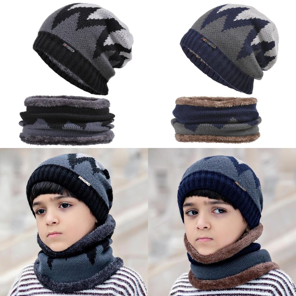 Gestrickte Kinderhaube mit Flammenmuster für Winter-Outdoor-Aktivitäten und Skifahren