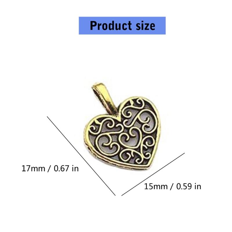 Vintage Alloy Heart Charm Pendant For Handmade Necklace Jewelry Accessories Lightweight Crafting Supplies