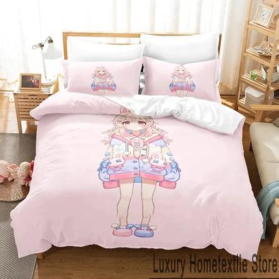 Ensemble de housse de couette confortable avec impression anime, comprenant une housse de couette et des taies d'oreiller, tailles King, Queen, Twin, pour garçons, filles et enfants