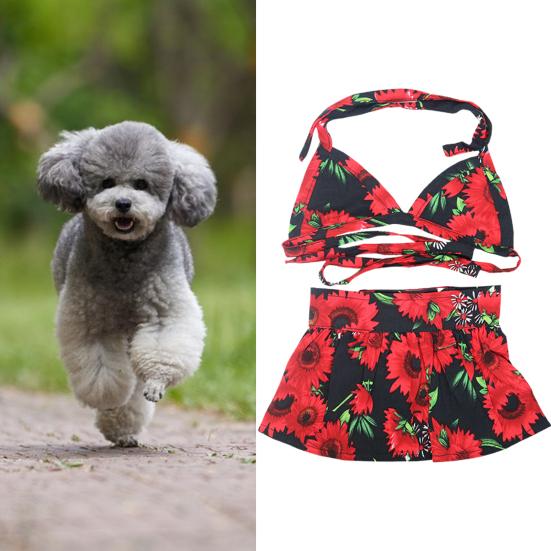 1 Set Pet Swimsuit Lace-up Design Soft Comfortable Print Dog Eye-catching Floral Cat Summer Beach Skirt Beach Party