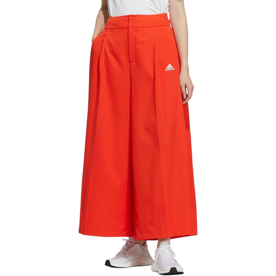 adidas Seria Taneczna Limit Haft Logo Jednolity Kolor Średni Stan Szerokie Nogawki Luźne Codzienne Spodnie Damskie dołem Głęboki Pomarańczowo-Żółty H09687