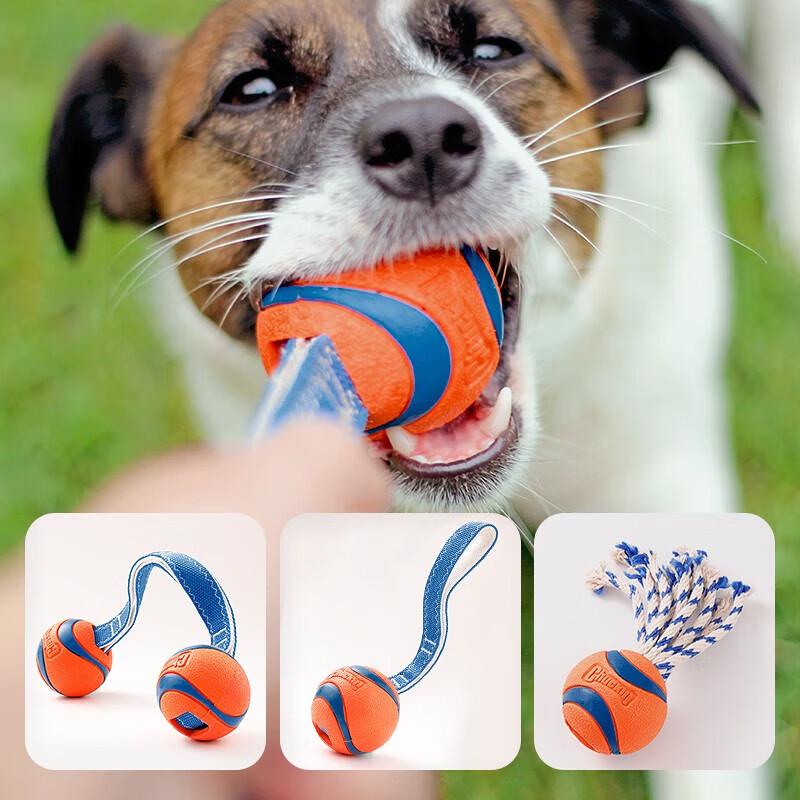 Petlimit Durable Silent Rubber Dog Ball Toy with Nylon Rope