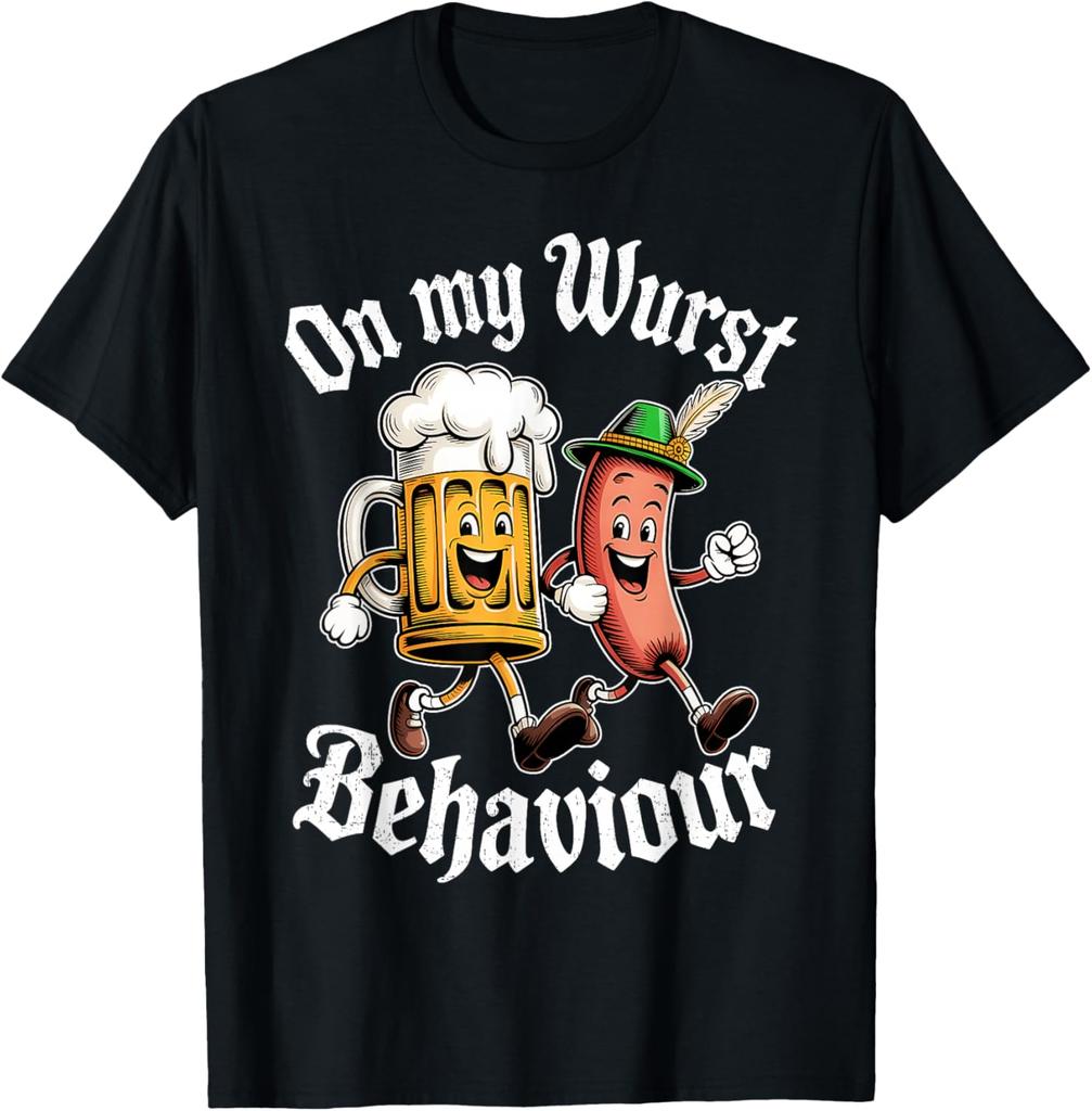 Oktoberfest auf Meinem Wurst Verhalten Deutsches Bier Wurst Frau Mann T-Shirt Mode Lässig Baumwolle Grafik T-Shirts Streetwear