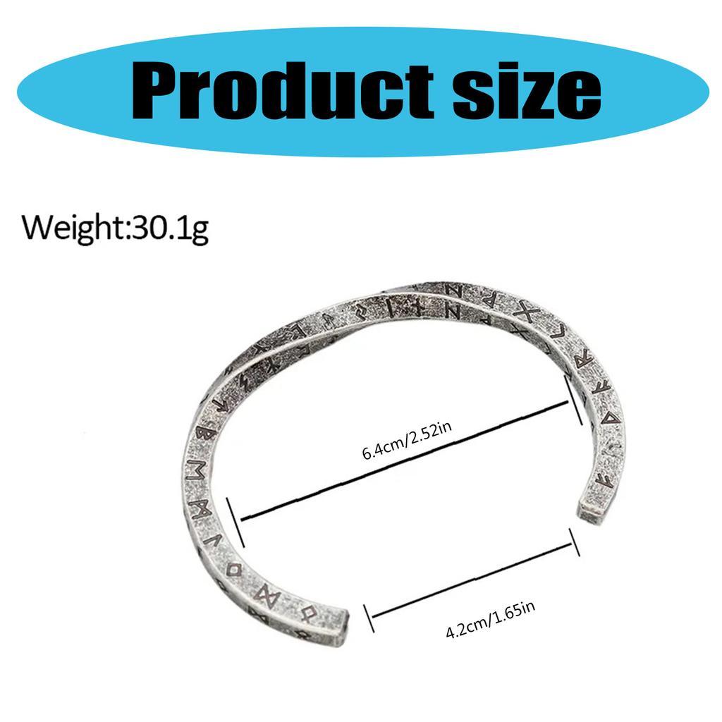 Men's Stainless Steel Rune Bracelet Simple Scandinavian Rune Cuff Bracelet Men's Personality Nordic Jewelry Gift