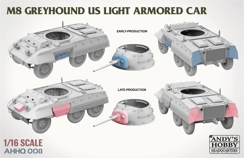 Takom M8 Greyhound Armored Vehicle Plastic Model Kit 1/16 TKOAHHQ-008