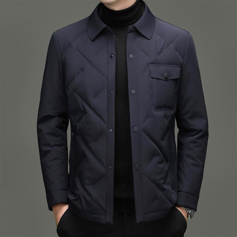 Men s Lightweight Lapel Down Jacket - Autumn/Winter 2025 Warm Business Casual Dad s Wear 2XL синий