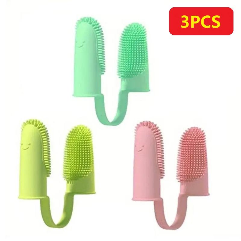 

3pcs Dog Soft Double Finger Toothbrush Pet Teeth Clean Bad Breath Care TPR Tooth Brush Clean Tool Cats Toothbrush Accessories