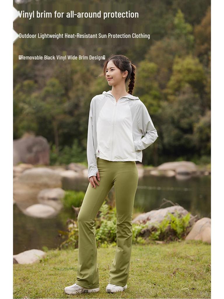 Damen Eisseide UV-Schutz Kapuzenumhang - Schwarze Krempe, Sonnenschutz, Sommer-Outdoorbekleidung