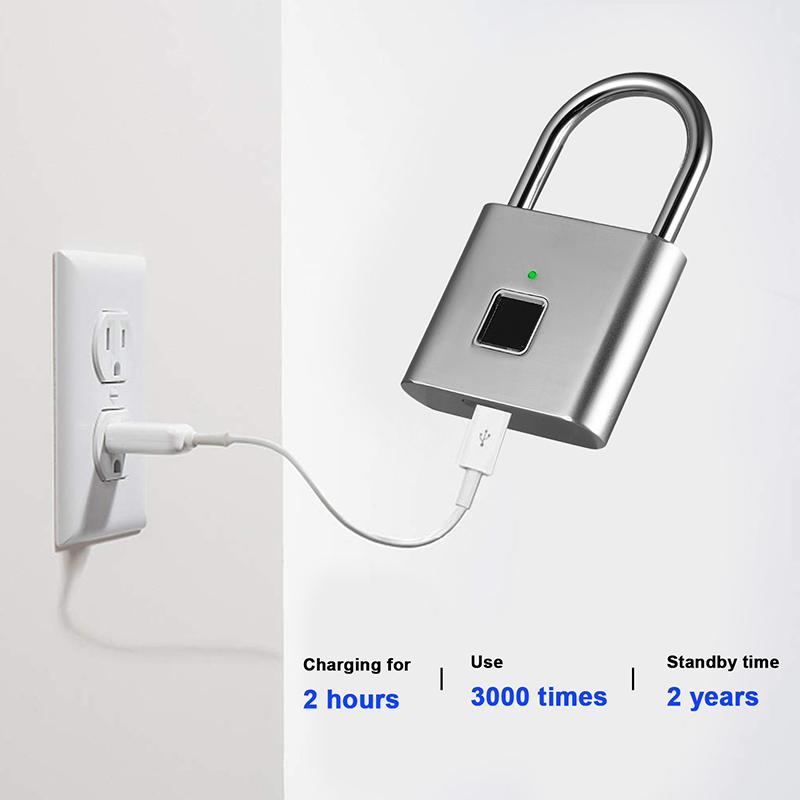 Z30 Smart Biometric Thumbprint Door USB Rechargeable Padlocks Portable Anti-Theft Fingerprint Lock for Bag Drawer