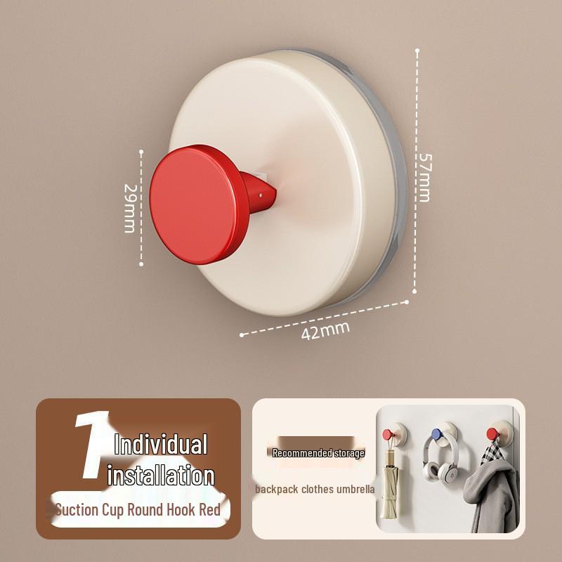 Walnut Suction Cup Hook - Wall-Mounted, High Load Capacity, Traceless Coat Hook for Bathroom