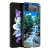 Z Flip 4 Phone Case for Samsung Galaxy Z Flip 3 5G ZFlip3 Flip3 Zflip Flip4 Black Hard Cover Waterfall Nature Trees Ship Shell