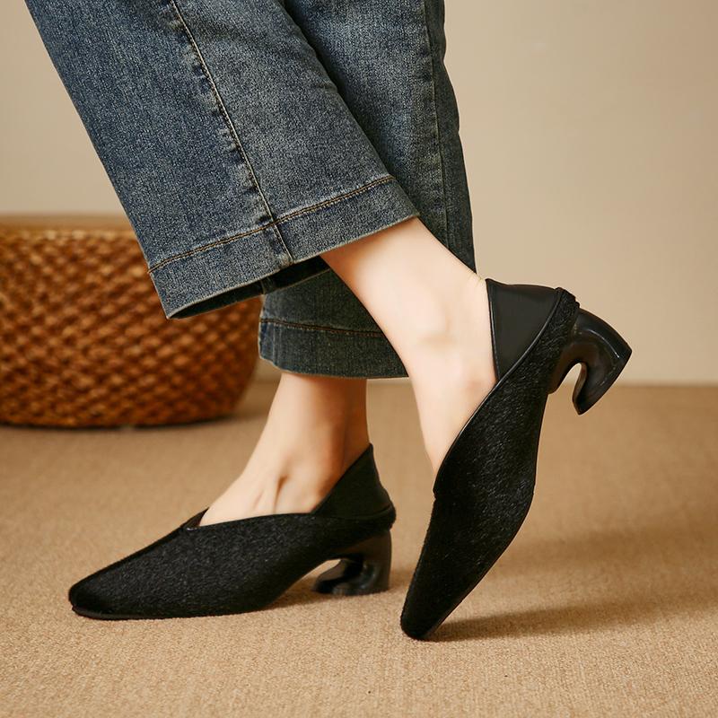 

AJGS женские мягкие замшевые туфли-перчатки с квадратным носком и леопардовым принтом на высоком каблуке, удобные туфли-перчатки телесного цвета мокко на весну для женщин 42 чёрный