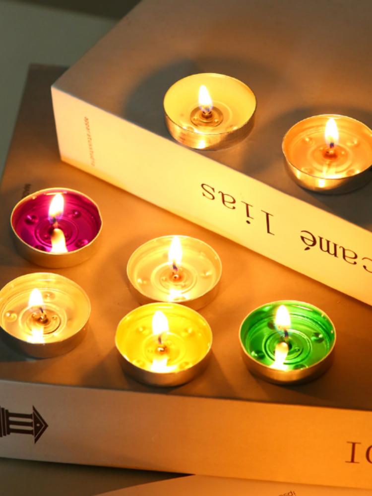 10 PCS/Box Round Candles,Smokeless Paraffin Candles for Romantic Settings,Restaurant Tea House Decoration,Proposal Anniversary