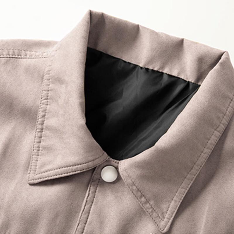 ROMON Men's Stylish Faux Suede Lapel Jacket