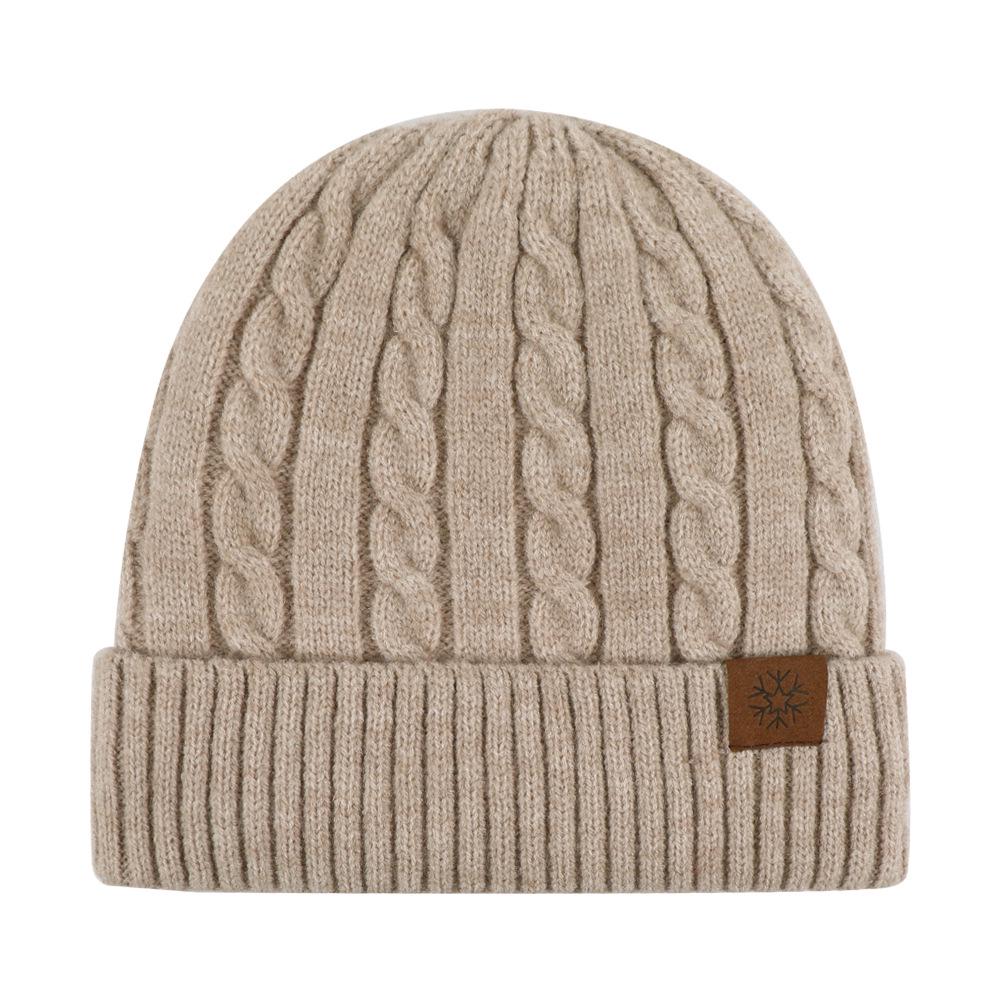 

Женская зимняя шапка: Вязаный свитер с конопляным узором, однотонный, теплые наушники, плюш, утолщенная шерсть с манжетами. One Size