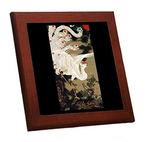 

Ito Jakuchu s Old Pine and White Phoenix wooden framed photo tile (Ito Jakuchu series)