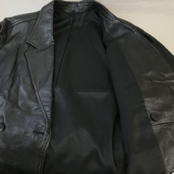 Made In Japan Sheepskin Double Button Leather Jacket Men XL Black Oversized(USED)