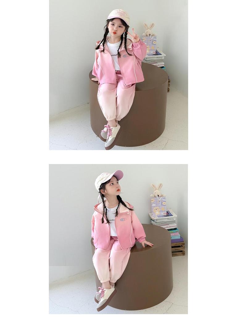 Mädchen Herbst 2025 Gradient Sportbekleidung Mode Zweiteiler