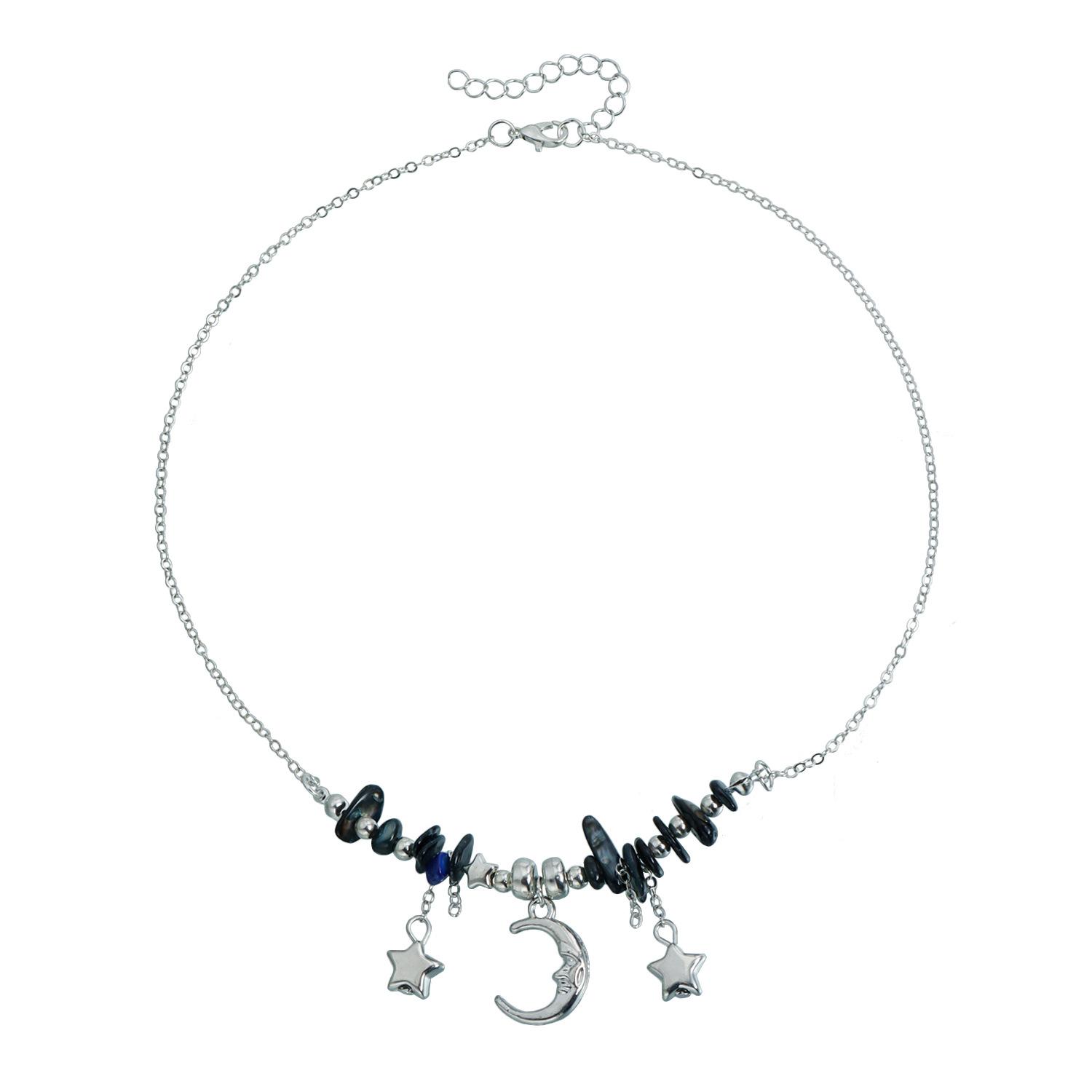 

Crescent moon star fringed necklace ins Xiaoqing fresh wind versatile daily collarbone chain