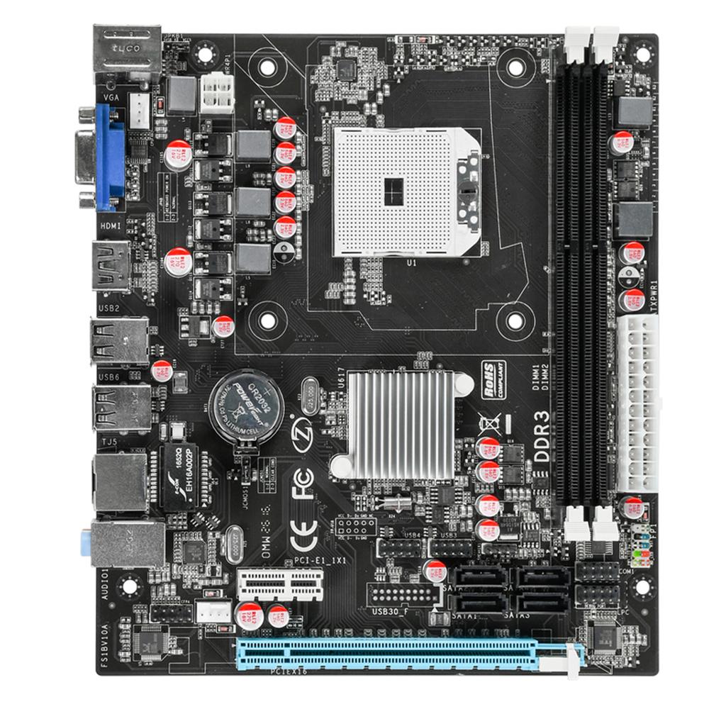 DDR3 Comput  Moth board FS1 CPU Support    ,  ,   S ies Processors Supports up to 16G Memory 1066HMzCelsius1333HMz   100Mbit USB2.0  