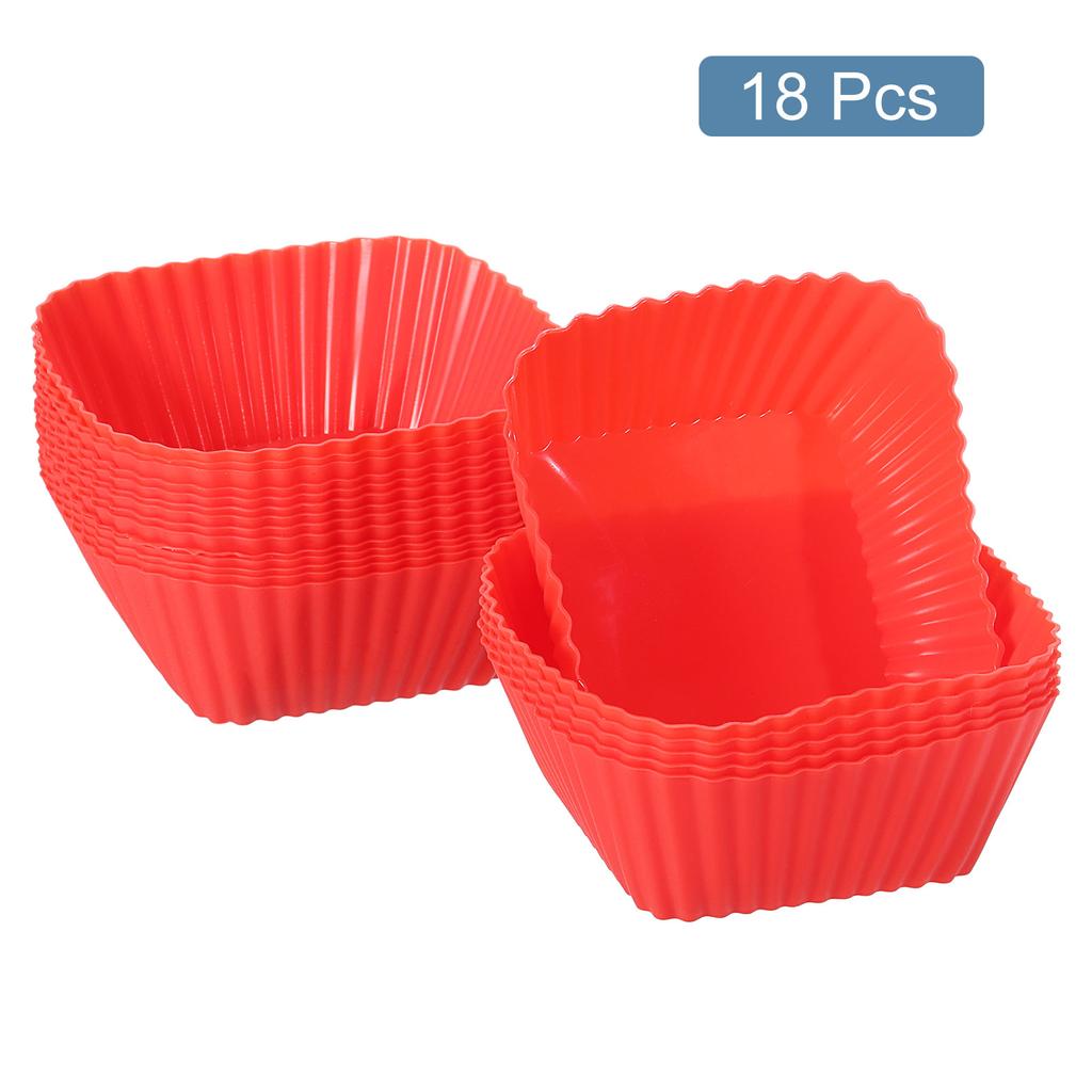 18/36pcs Square Reusable Silicone Cupcake Liners Silicone Cake Mold Muffin Cupcake Baking Molds for Wedding Birthday Party