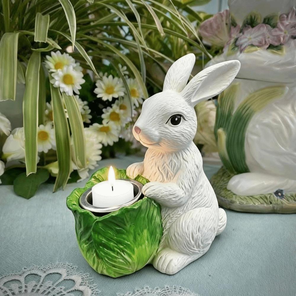 Heat Resistant Candle Holders Cartoon Resin Sculpture Landscape Bunny Ornaments  Dining Party