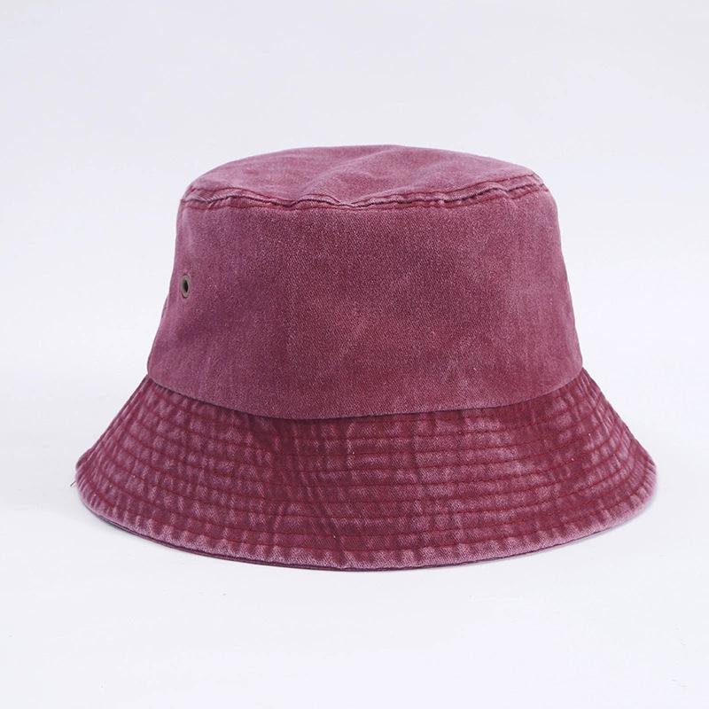 

Denim bucket hat washed men and women flow spring and autumn outdoor travel sunscreen sun hat spray basin hat average size бордовий