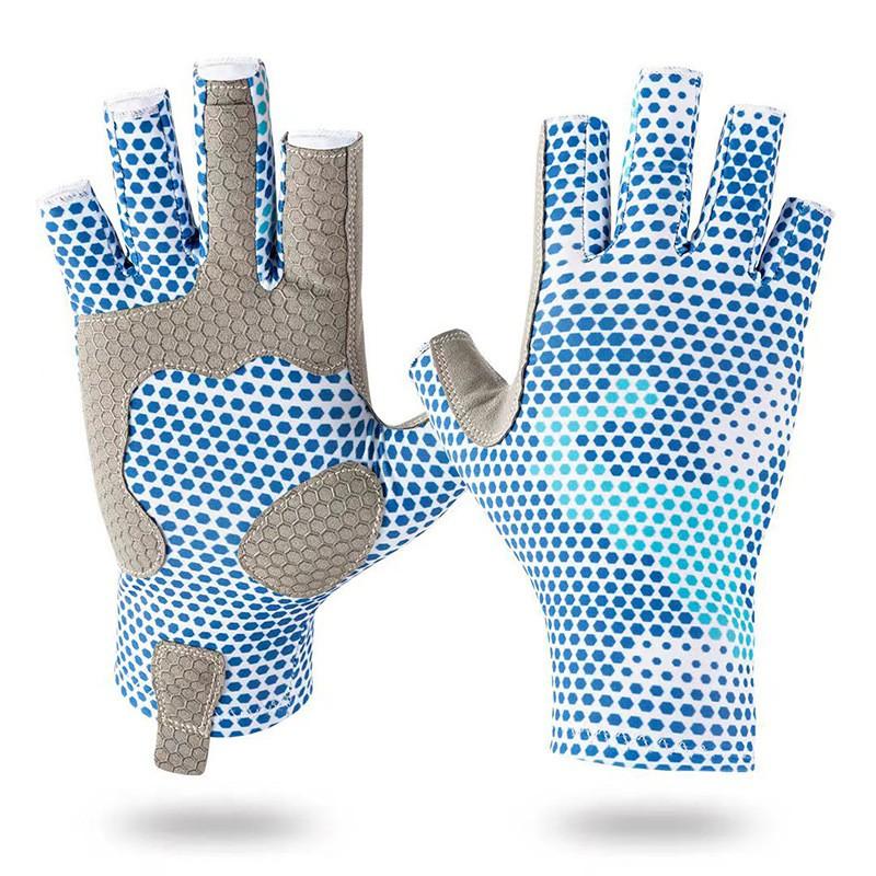 UV Protection Half-Finger Cycling Gloves Breathable Quick-Dry Elastic Anti-Slip Outdoor Fishing Riding Sport