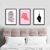 Feminist Fashion Art Pink Girl Power Wall Art Canvas Painting Prints Girls Gift Modern Pictures Living Room Bedroom Wall Poster No Frame