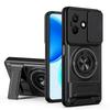 KEYSION Magnetic Phone Case for HONOR X8d Slide Camera Protection Upright Kickstand 360°Ring Shockproof Back Cover for Honor X8d
