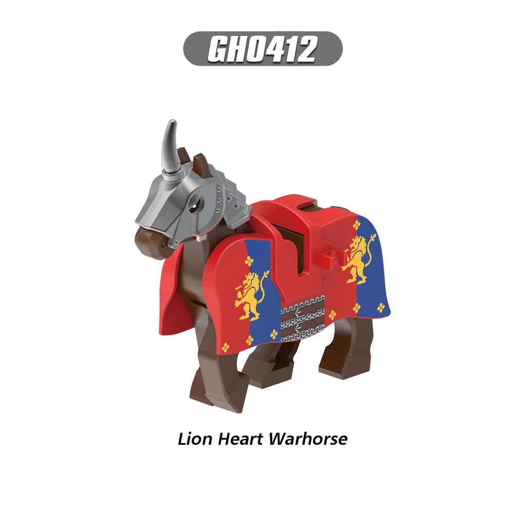 Medieval Knight Horse Set - Dragon Warrior Horse Sword, Shield Flag Building Blocks Toys