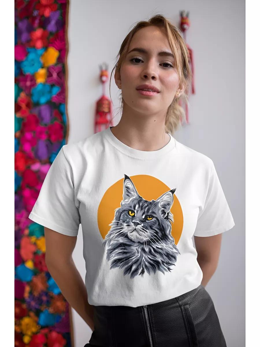 Maine Coon cat print T-shirt XL