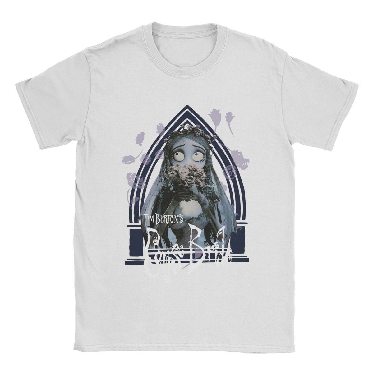 

Corpse Bride Emily Roses and Altar Women Unisex Cool Pure Cotton Tee Shirt O Neck Short Sleeve T Shirts Gift Idea Clothes 4XL