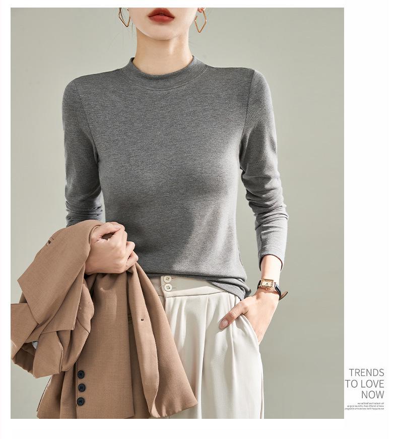 Ankola Women's Red Velvet Half Turtleneck Long Sleeve Shirt - Slimming, High Elastic, Warm, Spring/Autumn 2025