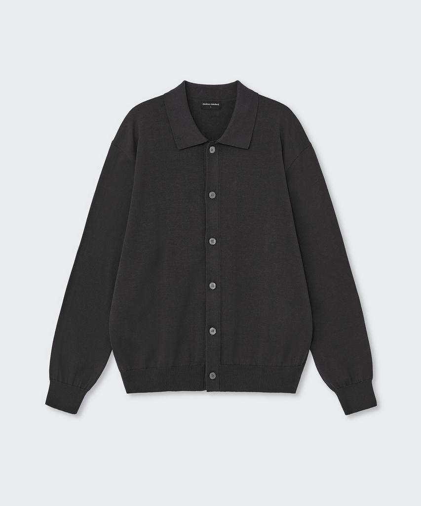 Musinsa Standard Washable Supima Cotton Collared Cardigan [Dark Gray]