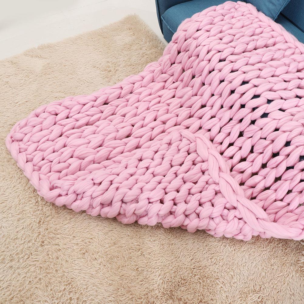 Knitted Chunky Plush Sofa BLANKET Warm Soft Super Big Bulky (Pink 100 * 120cm / 39.4 * 47.2in)
