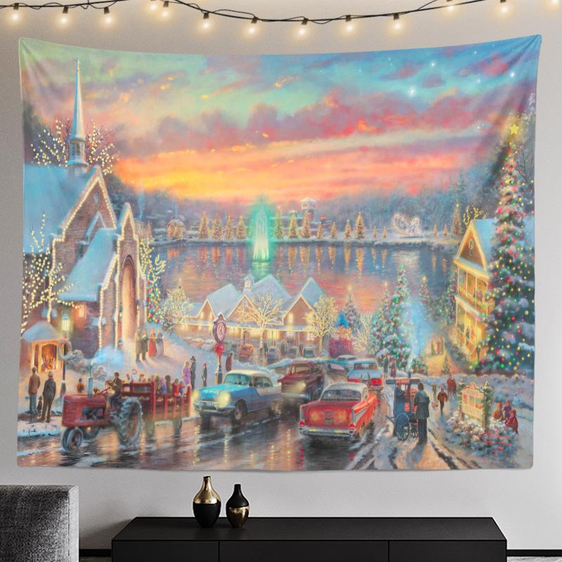 Cross-border Christmas Tree Tapestry Santa Hanging Cloth Background Cloth Digital Printing