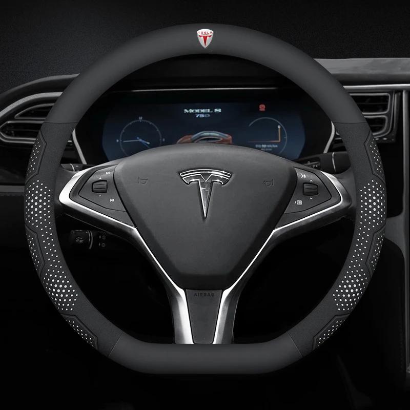 Carbon Fiber Car Steering Wheel Cover for Tesla Model 3 Model S Y X Roadster 2019-2025 Auto Interior Steering Wheel Accessories