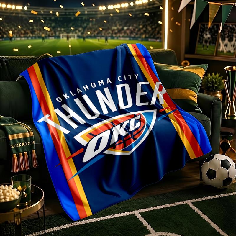 Thunder Basketball Team Blanket Lightweight Flannel Bedding Blanket Perfect for Travel, Camping, Living Rooms, Offices, Sofas, Fan Christmas Gift